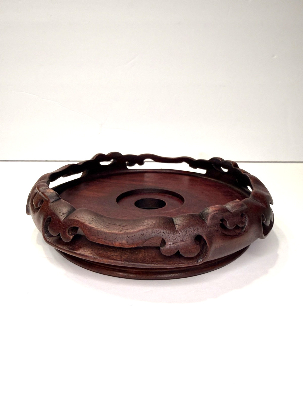 Vintage Chinese Carved Rosewood Vase Planter Display Stand